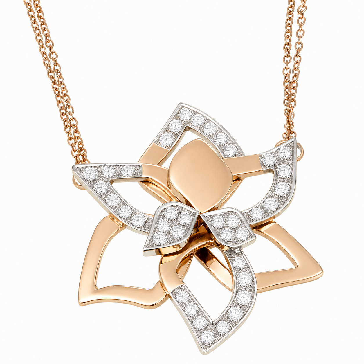 Collana con ciondolo - 18 carati Oro bianco, Oro giallo - 0.76ct. tw. Diamante (Naturale) - Made in Italy - Handmade