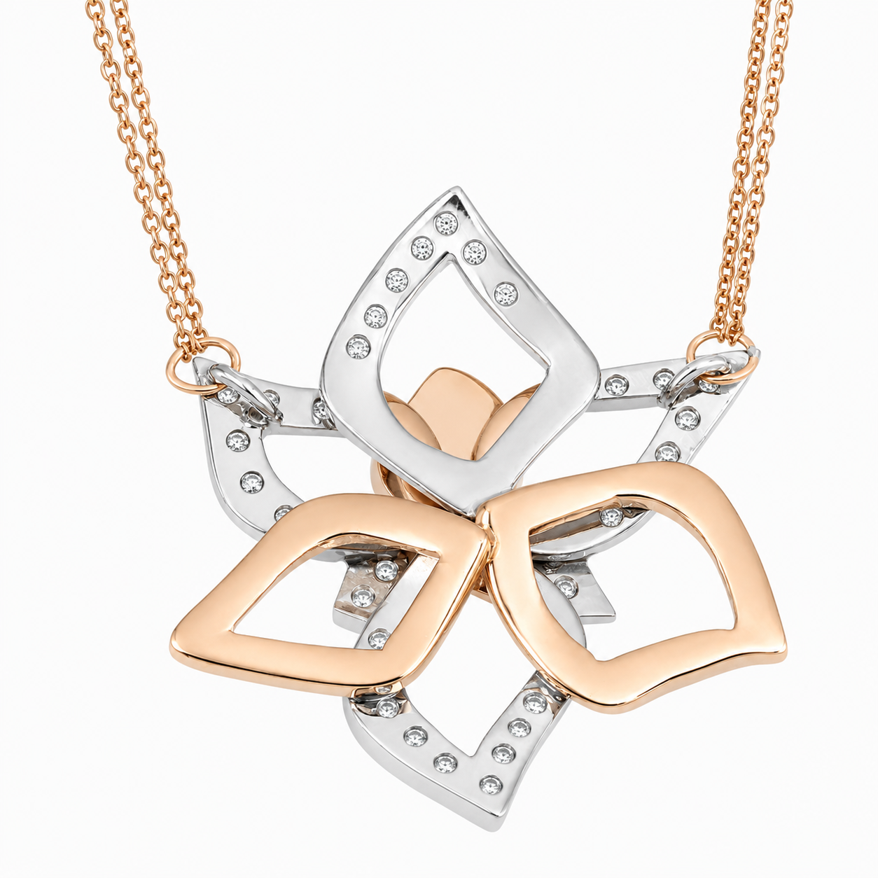 Collana con ciondolo - 18 carati Oro bianco, Oro giallo - 0.76ct. tw. Diamante (Naturale) - Made in Italy - Handmade