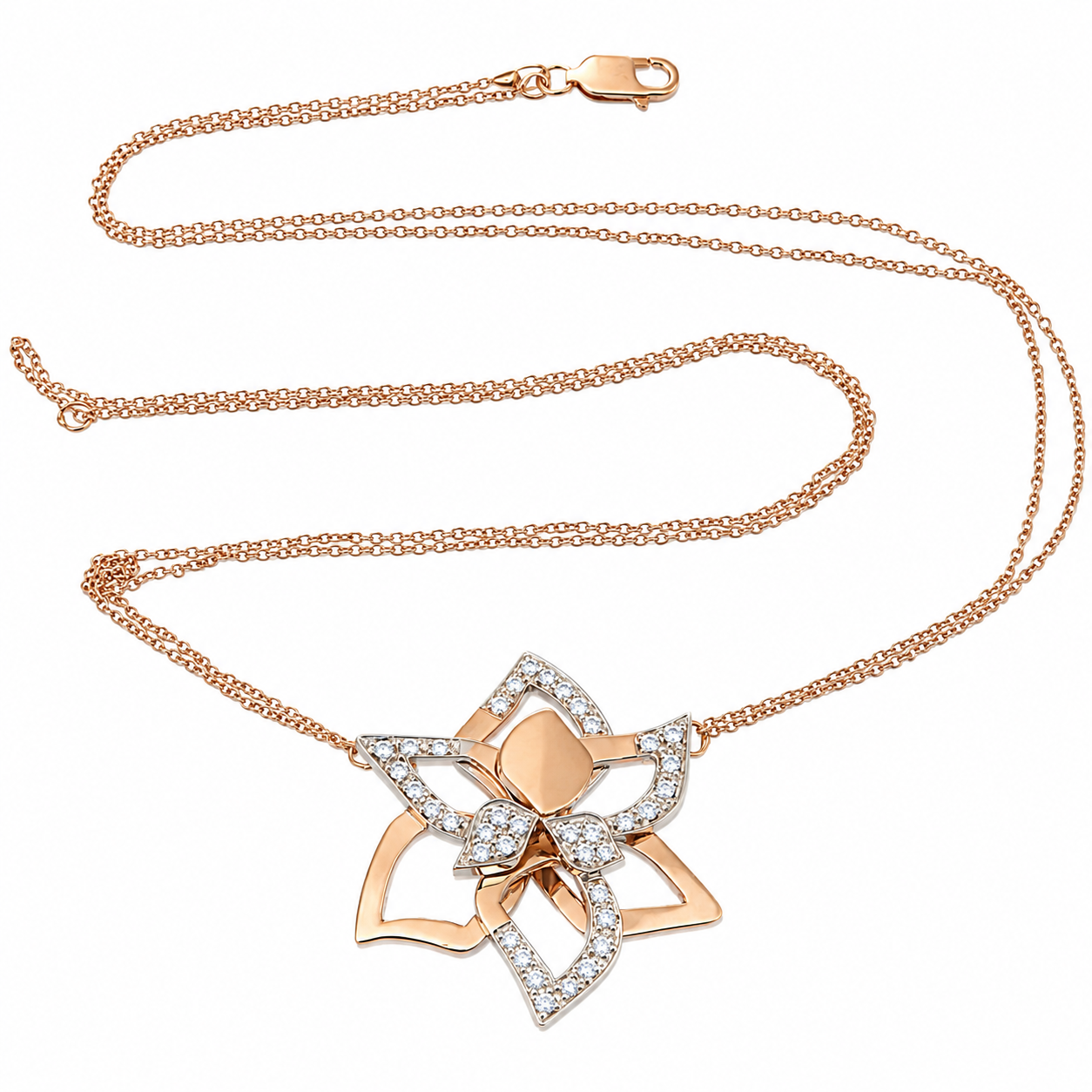Collana con ciondolo - 18 carati Oro bianco, Oro giallo - 0.76ct. tw. Diamante (Naturale) - Made in Italy - Handmade