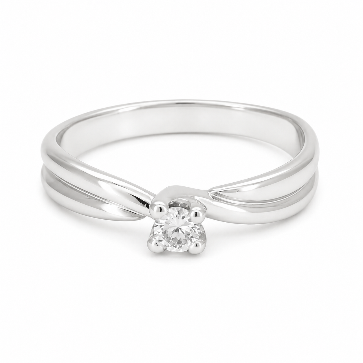 Anello - 18 carati Oro bianco - 0.09ct. tw. Diamante (Naturale) - Made in Italy - Handmade