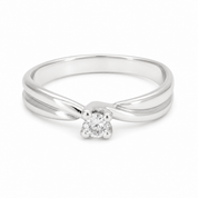 Anello - 18 carati Oro bianco - 0.09ct. tw. Diamante (Naturale) - Made in Italy - Handmade