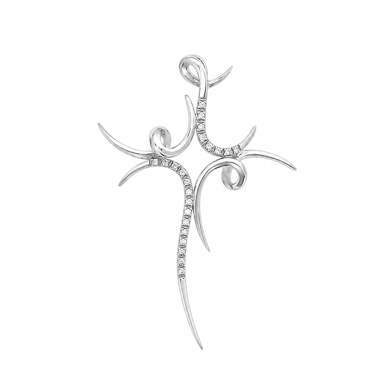 Ciondolo - 18 carati Oro bianco - 0.22ct. tw. Diamante (Naturale) - Made in Italy - Handmade