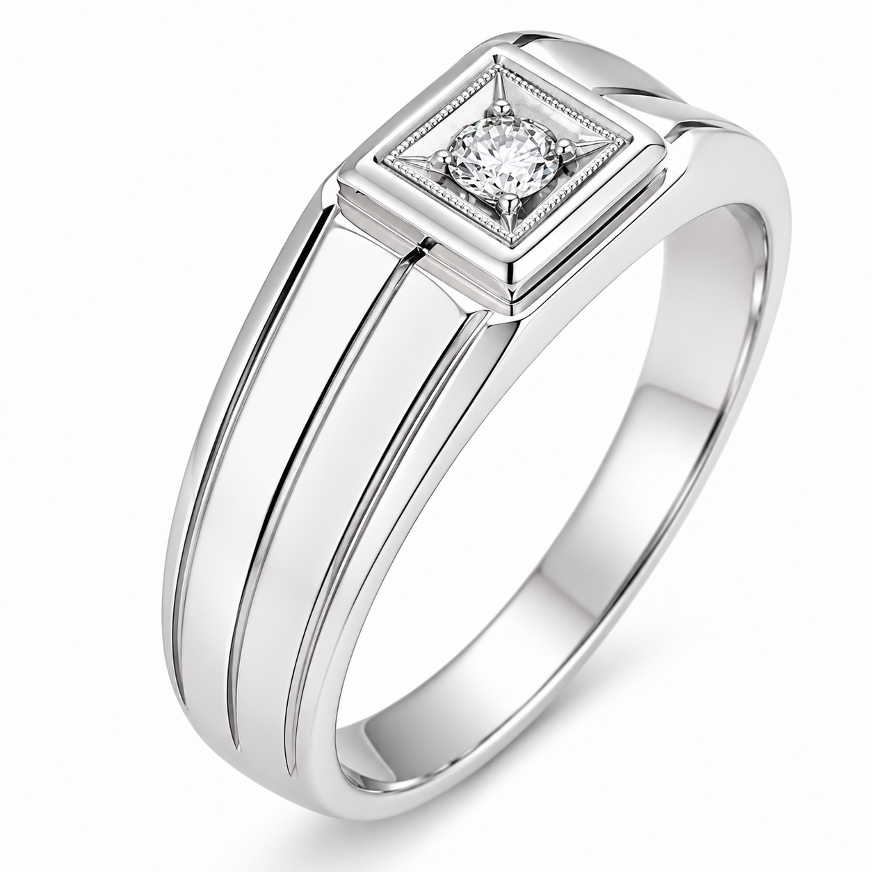 Anello - 18 carati Oro bianco - 0.08ct. tw. Diamante (Naturale) - Made in Italy - Handmade