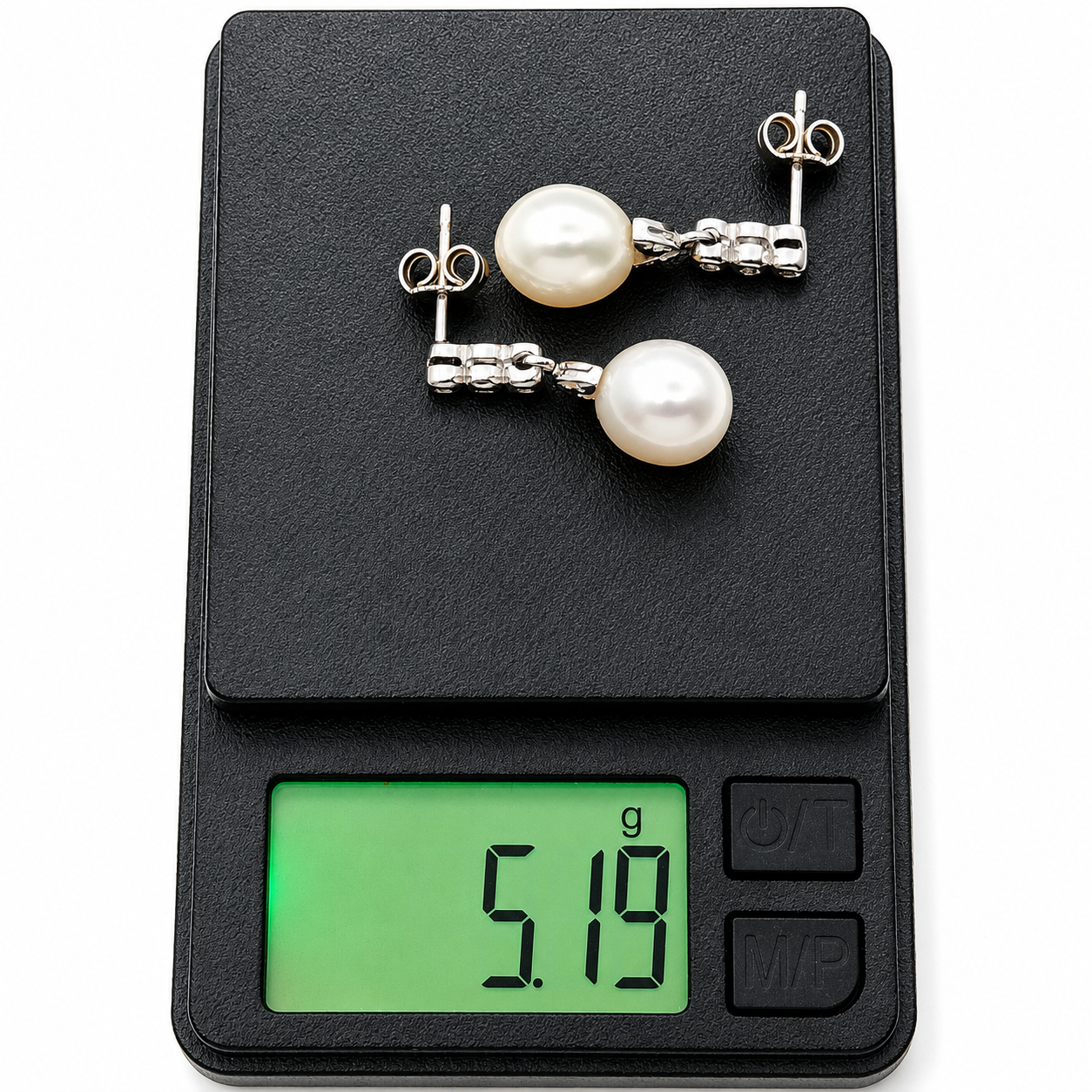 Orecchini - 18 carati Oro bianco - 0.10ct. tw. Diamante (Naturale) - Perla - Made in Italy - Handmade