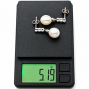 Orecchini - 18 carati Oro bianco - 0.10ct. tw. Diamante (Naturale) - Perla - Made in Italy - Handmade
