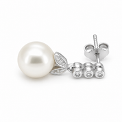 Orecchini - 18 carati Oro bianco - 0.10ct. tw. Diamante (Naturale) - Perla - Made in Italy - Handmade
