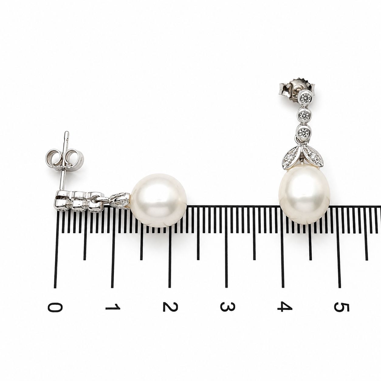 Orecchini - 18 carati Oro bianco - 0.10ct. tw. Diamante (Naturale) - Perla - Made in Italy - Handmade
