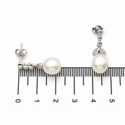 Orecchini - 18 carati Oro bianco - 0.10ct. tw. Diamante (Naturale) - Perla - Made in Italy - Handmade