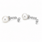 Orecchini - 18 carati Oro bianco - 0.10ct. tw. Diamante (Naturale) - Perla - Made in Italy - Handmade