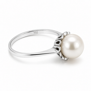 Anello - 18 carati Oro bianco - Perla - Made in Italy - Handmade