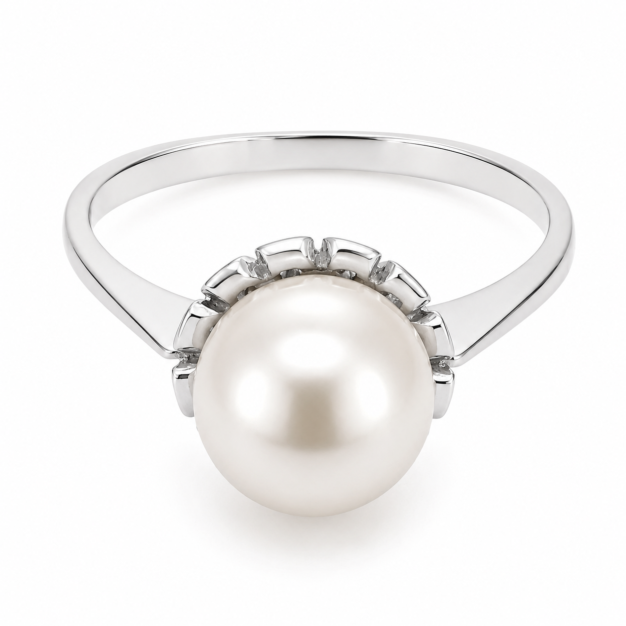 Anello - 18 carati Oro bianco - Perla - Made in Italy - Handmade