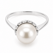 Anello - 18 carati Oro bianco - Perla - Made in Italy - Handmade