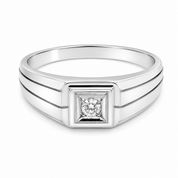 Anello - 18 carati Oro bianco - 0.08ct. tw. Diamante (Naturale) - Made in Italy - Handmade