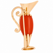 Spilla - 18 carati Oro giallo Corallo - Made in Italy - Handmade