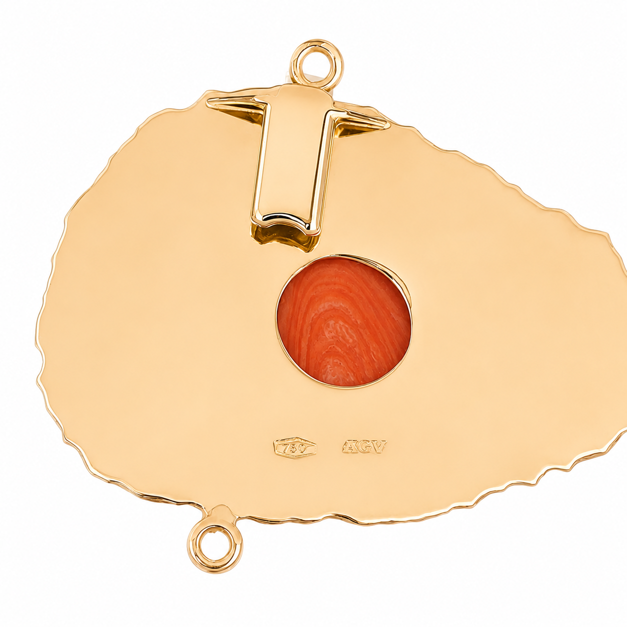 Chiusura per collana - 18 carati Oro giallo Corallo - Made in Italy - Handmade