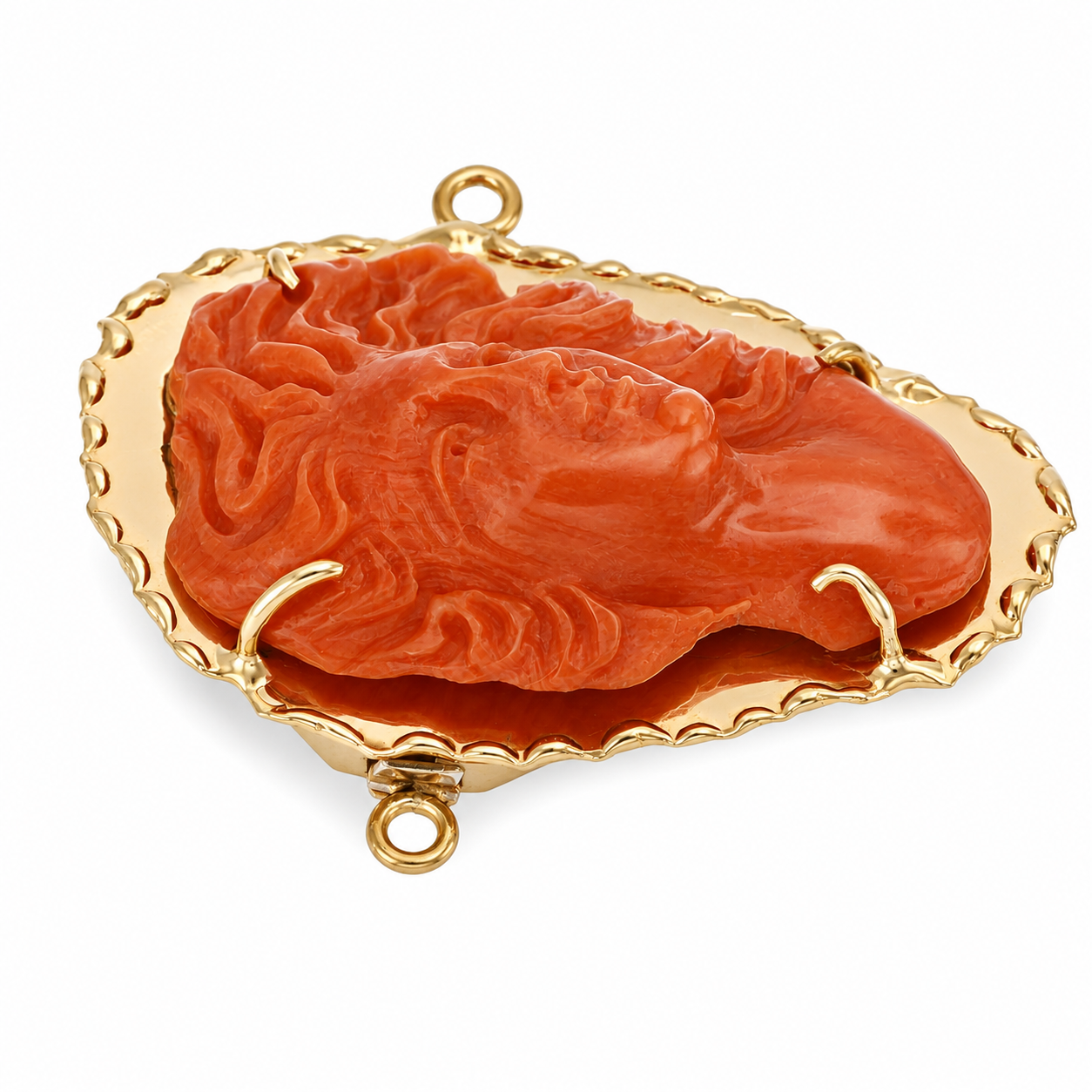 Chiusura per collana - 18 carati Oro giallo Corallo - Made in Italy - Handmade