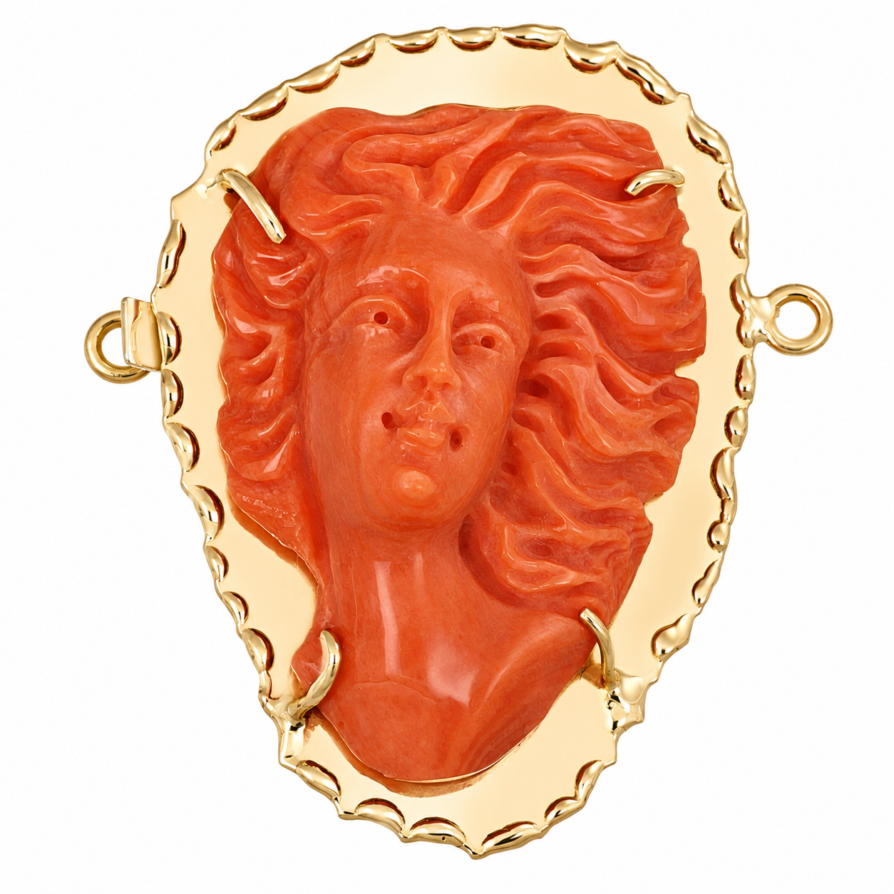Chiusura per collana - 18 carati Oro giallo Corallo - Made in Italy - Handmade
