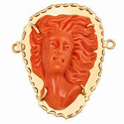 Chiusura per collana - 18 carati Oro giallo Corallo - Made in Italy - Handmade
