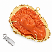 Chiusura per collana - 18 carati Oro giallo Corallo - Made in Italy - Handmade