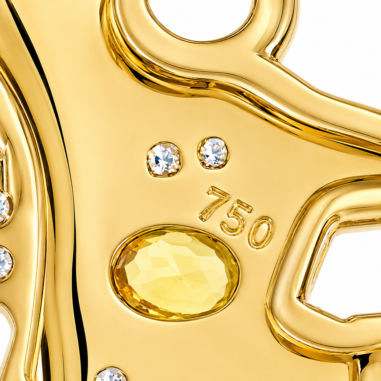 Ciondolo - 18 carati Oro giallo - 0.22ct. tw. Quarzo - Diamante - Made in Italy - Handmade