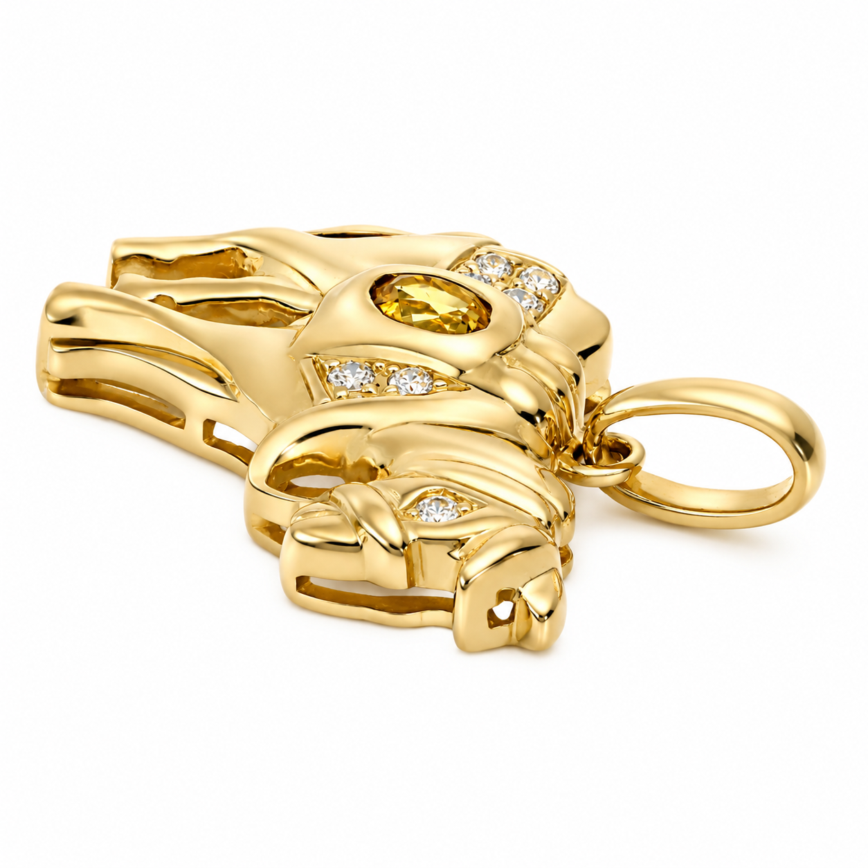 Ciondolo - 18 carati Oro giallo - 0.22ct. tw. Quarzo - Diamante - Made in Italy - Handmade