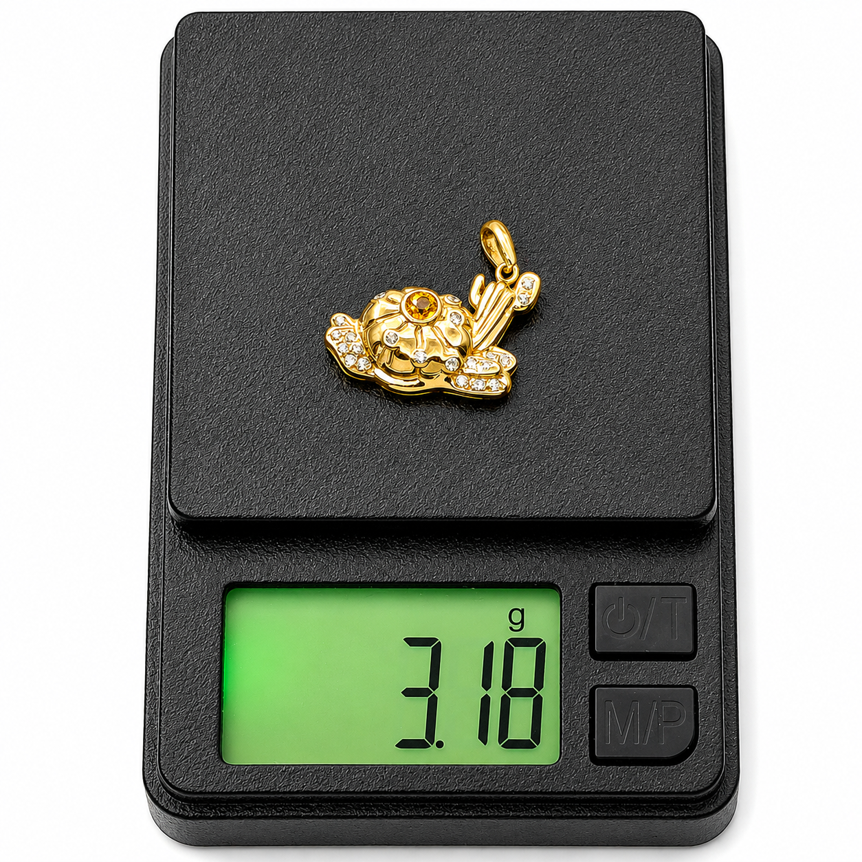 Ciondolo - 18 carati Oro giallo - 0.34ct. tw. Quarzo - Diamante - Made in Italy - Handmade