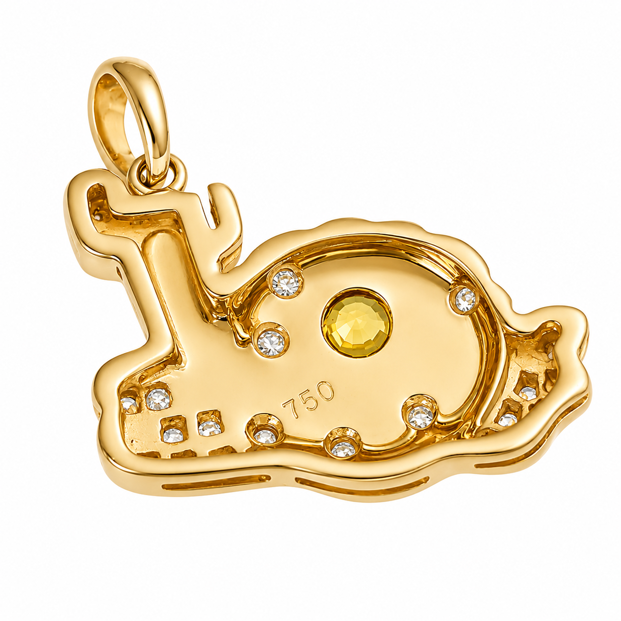 Ciondolo - 18 carati Oro giallo - 0.34ct. tw. Quarzo - Diamante - Made in Italy - Handmade