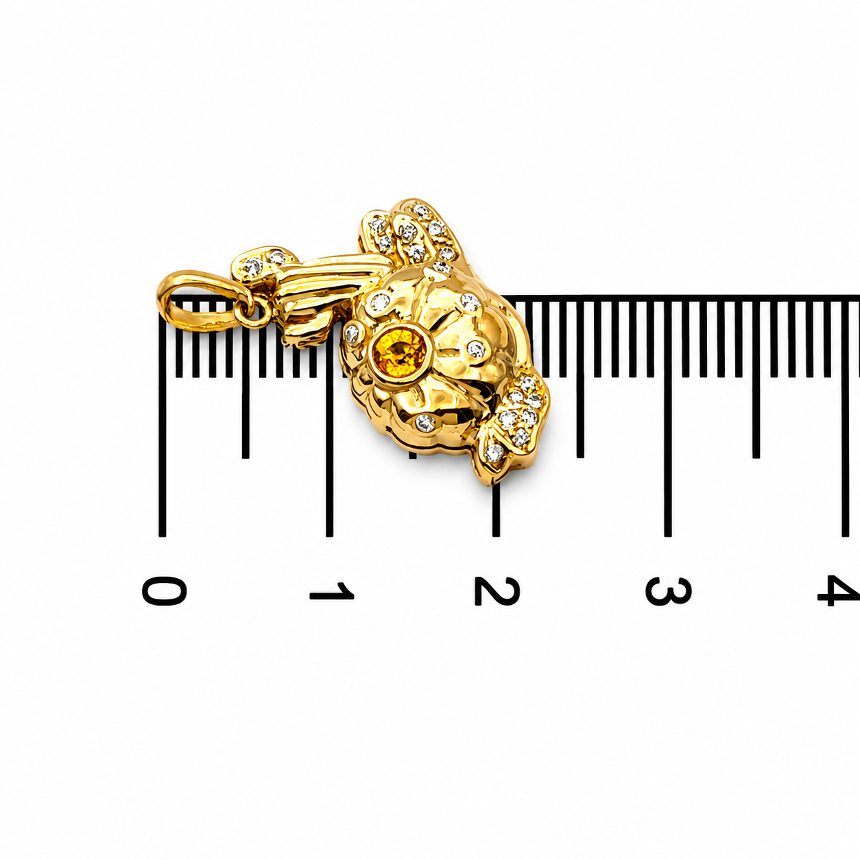 Ciondolo - 18 carati Oro giallo - 0.34ct. tw. Quarzo - Diamante - Made in Italy - Handmade