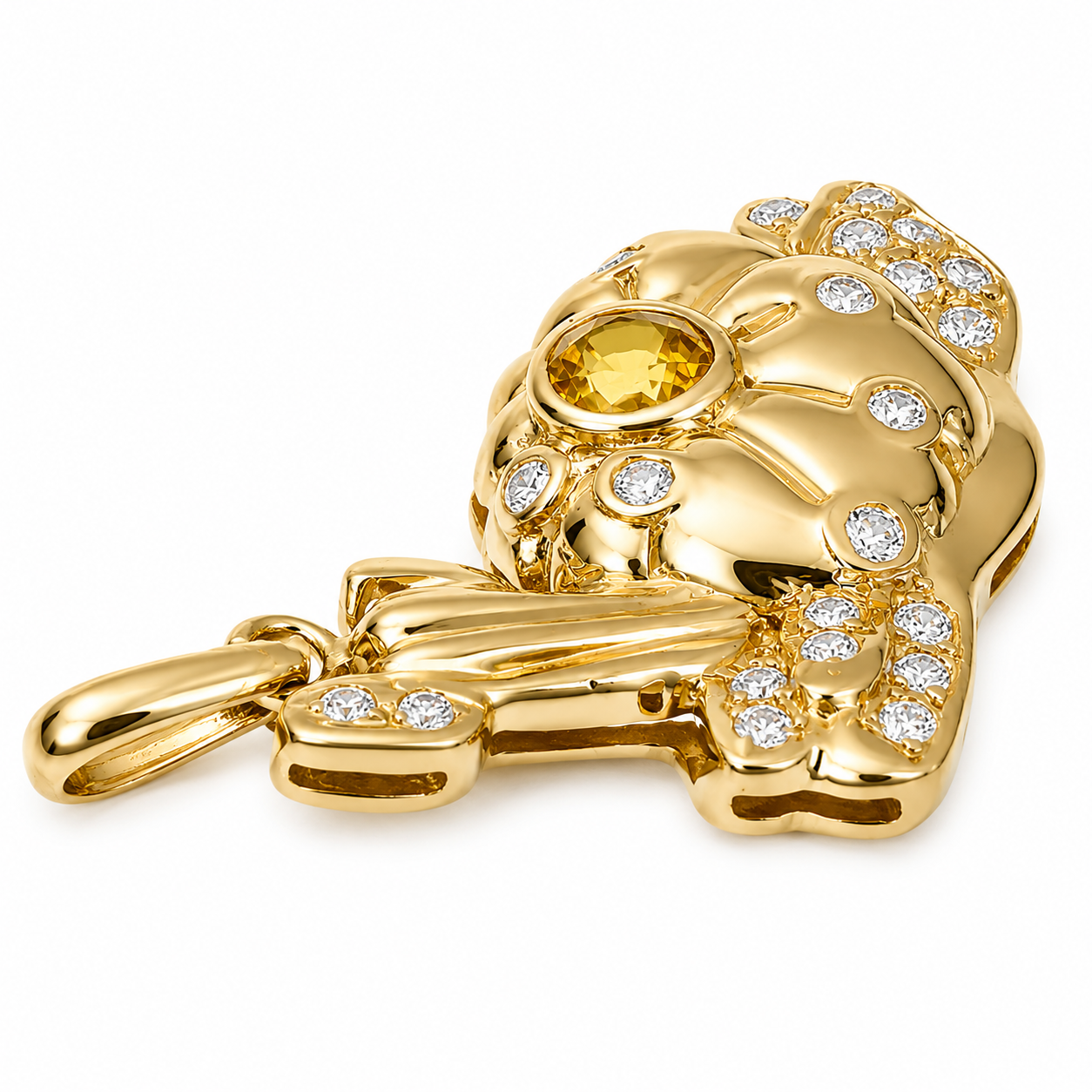 Ciondolo - 18 carati Oro giallo - 0.34ct. tw. Quarzo - Diamante - Made in Italy - Handmade