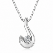 Collana con ciondolo - 18 carati Oro bianco - 0.03ct. tw. Diamante (Naturale) - Made in Italy - Handmade
