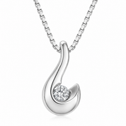 Collana con ciondolo - 18 carati Oro bianco - 0.03ct. tw. Diamante (Naturale) - Made in Italy - Handmade