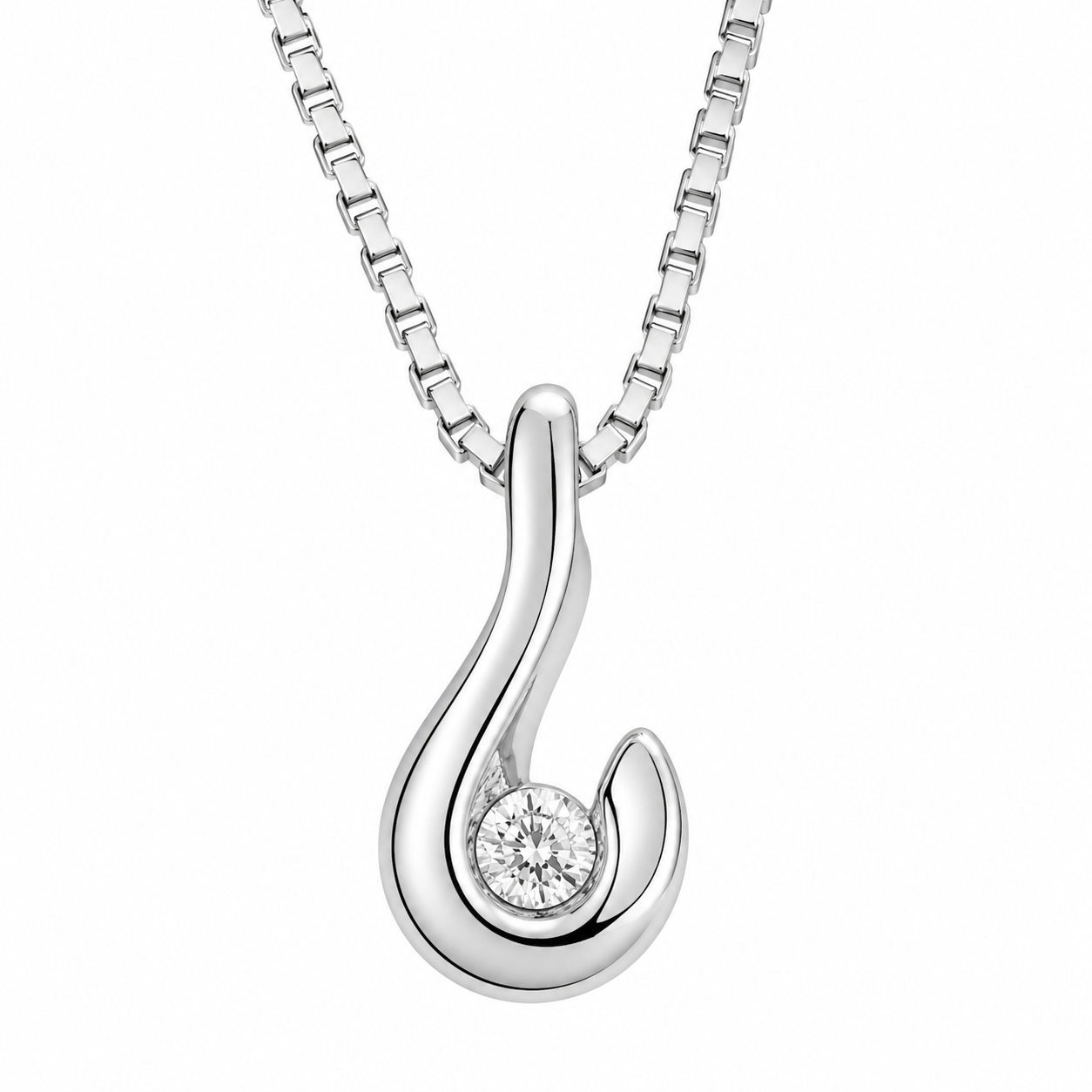 Collana con ciondolo - 18 carati Oro bianco - 0.03ct. tw. Diamante (Naturale) - Made in Italy - Handmade
