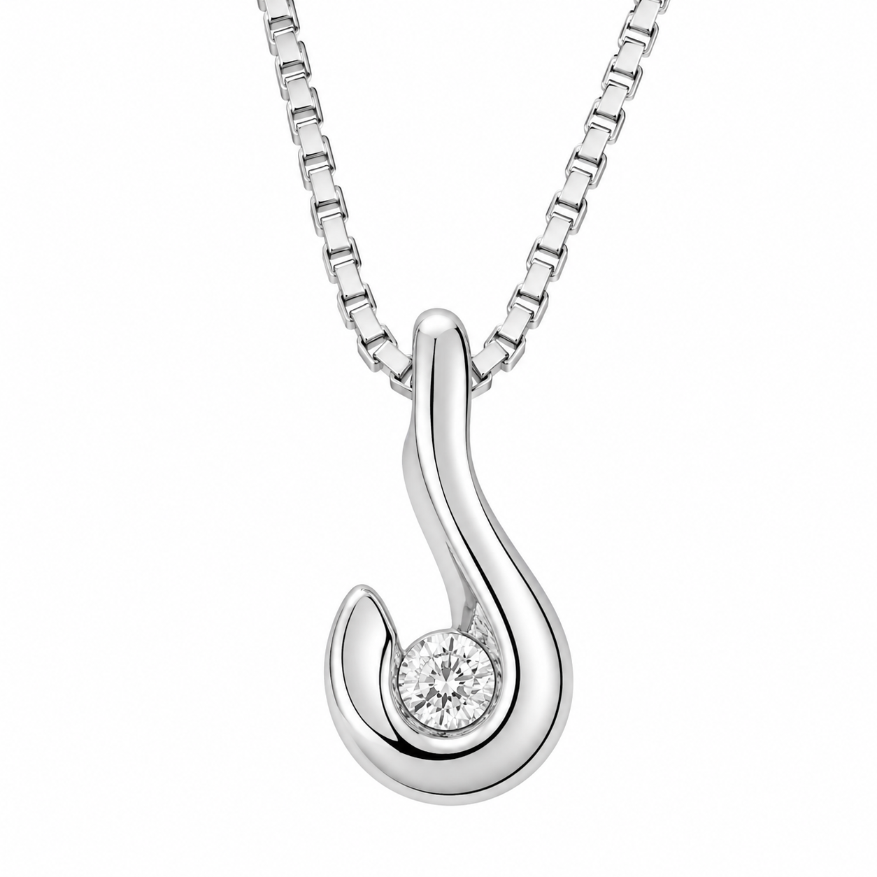 Collana con ciondolo - 18 carati Oro bianco - 0.03ct. tw. Diamante (Naturale) - Made in Italy - Handmade