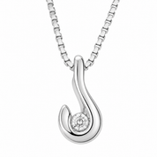 Collana con ciondolo - 18 carati Oro bianco - 0.03ct. tw. Diamante (Naturale) - Made in Italy - Handmade