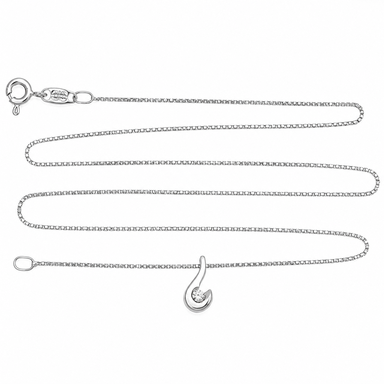 Collana con ciondolo - 18 carati Oro bianco - 0.03ct. tw. Diamante (Naturale) - Made in Italy - Handmade