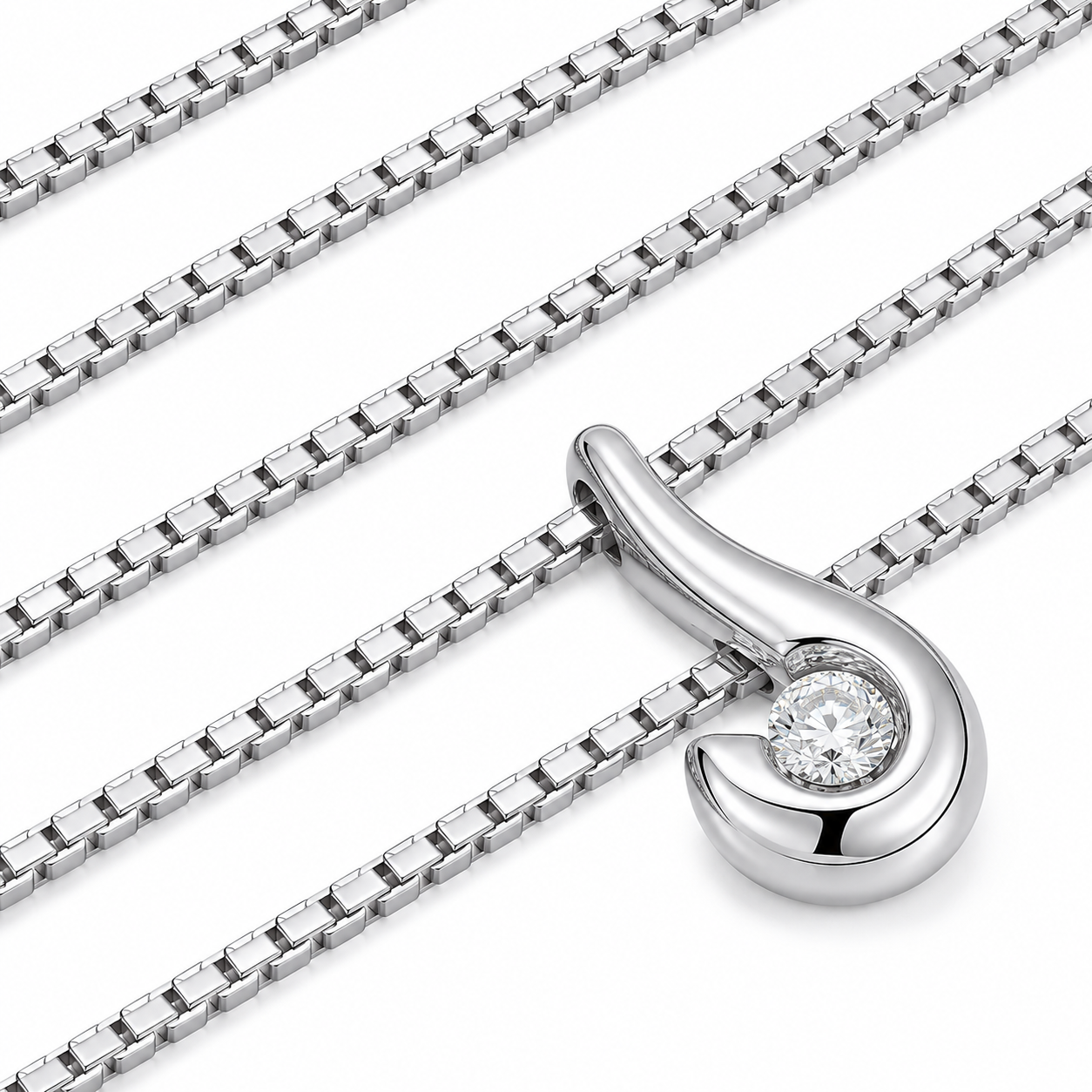 Collana con ciondolo - 18 carati Oro bianco - 0.03ct. tw. Diamante (Naturale) - Made in Italy - Handmade