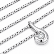 Collana con ciondolo - 18 carati Oro bianco - 0.03ct. tw. Diamante (Naturale) - Made in Italy - Handmade