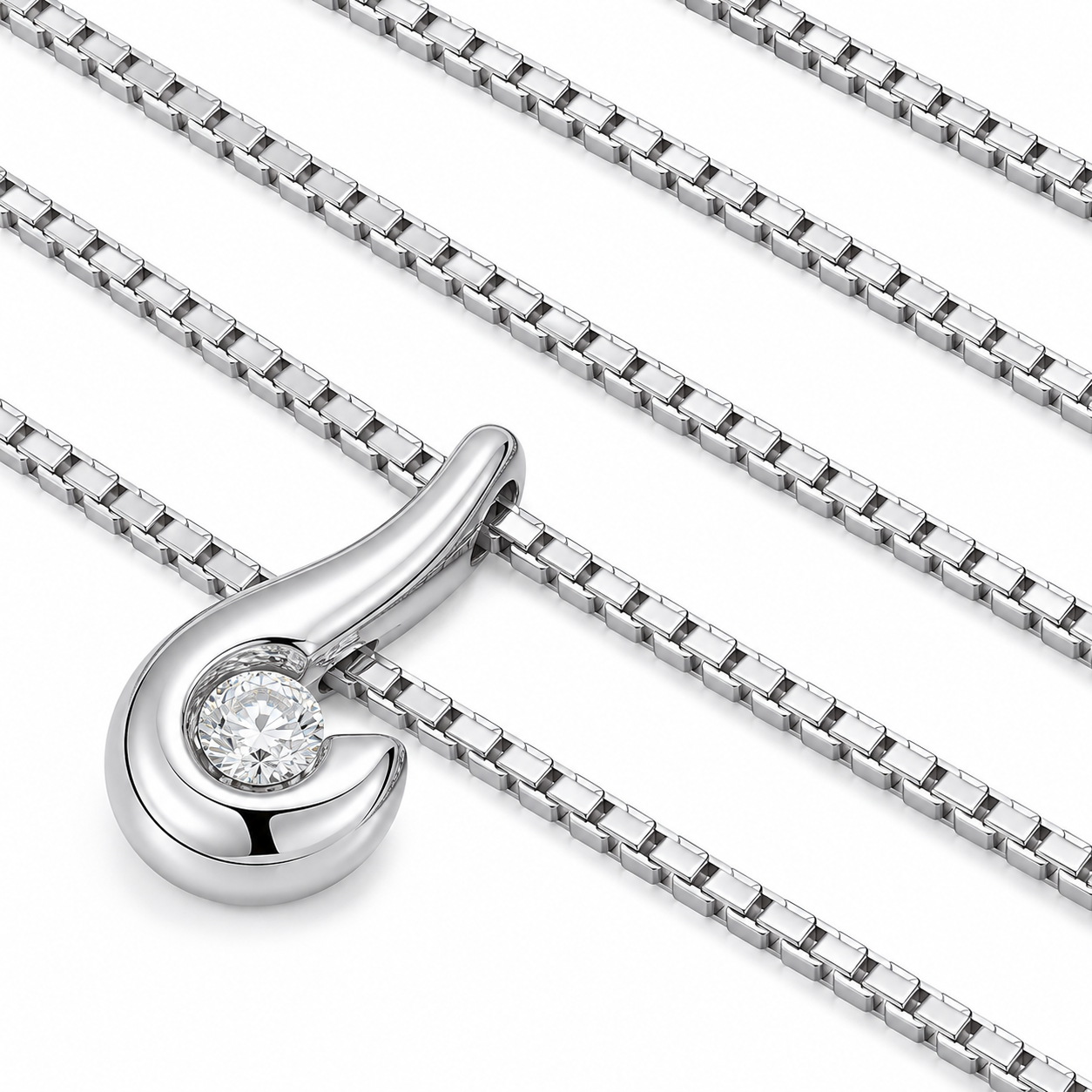 Collana con ciondolo - 18 carati Oro bianco - 0.03ct. tw. Diamante (Naturale) - Made in Italy - Handmade