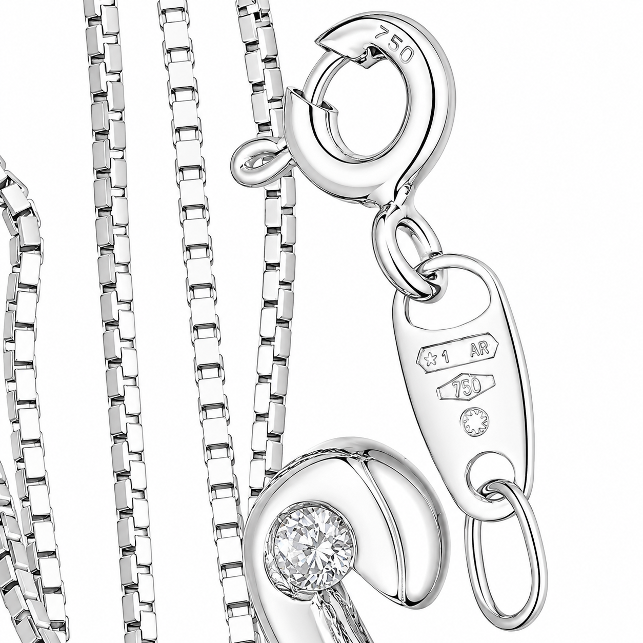 Collana con ciondolo - 18 carati Oro bianco - 0.03ct. tw. Diamante (Naturale) - Made in Italy - Handmade