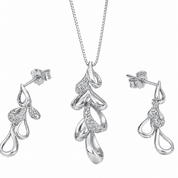 Parure Collana con ciondolo e orecchini - 18 carati Oro bianco - 0.33ct. tw. Diamante (Naturale) - Made in Italy - Handmade