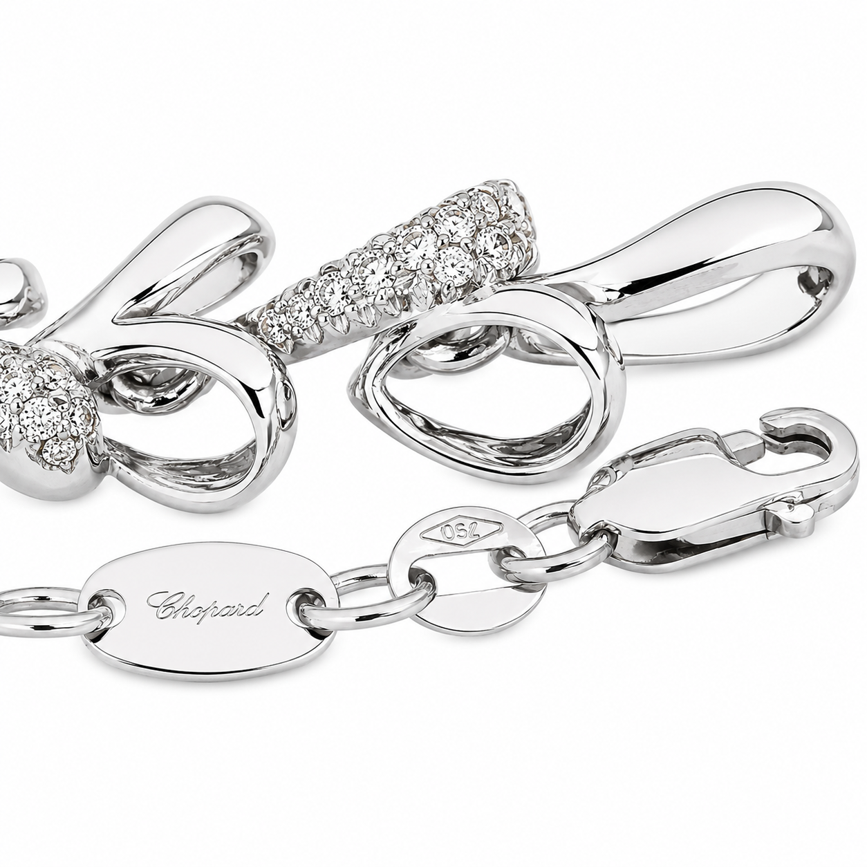 Parure Collana con ciondolo e orecchini - 18 carati Oro bianco - 0.33ct. tw. Diamante (Naturale) - Made in Italy - Handmade