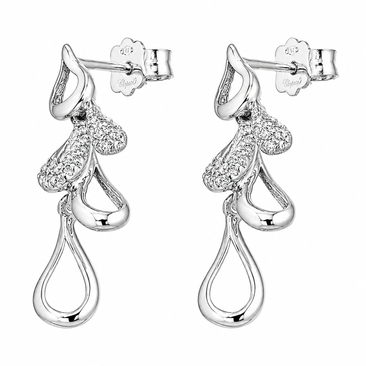 Parure Collana con ciondolo e orecchini - 18 carati Oro bianco - 0.33ct. tw. Diamante (Naturale) - Made in Italy - Handmade