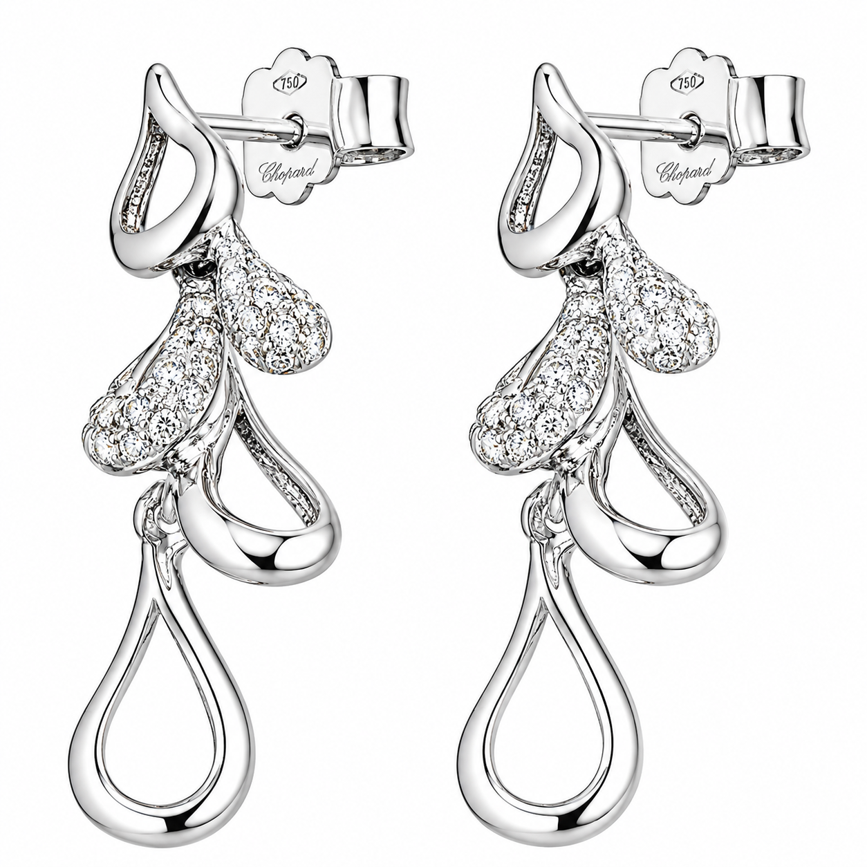 Parure Collana con ciondolo e orecchini - 18 carati Oro bianco - 0.33ct. tw. Diamante (Naturale) - Made in Italy - Handmade