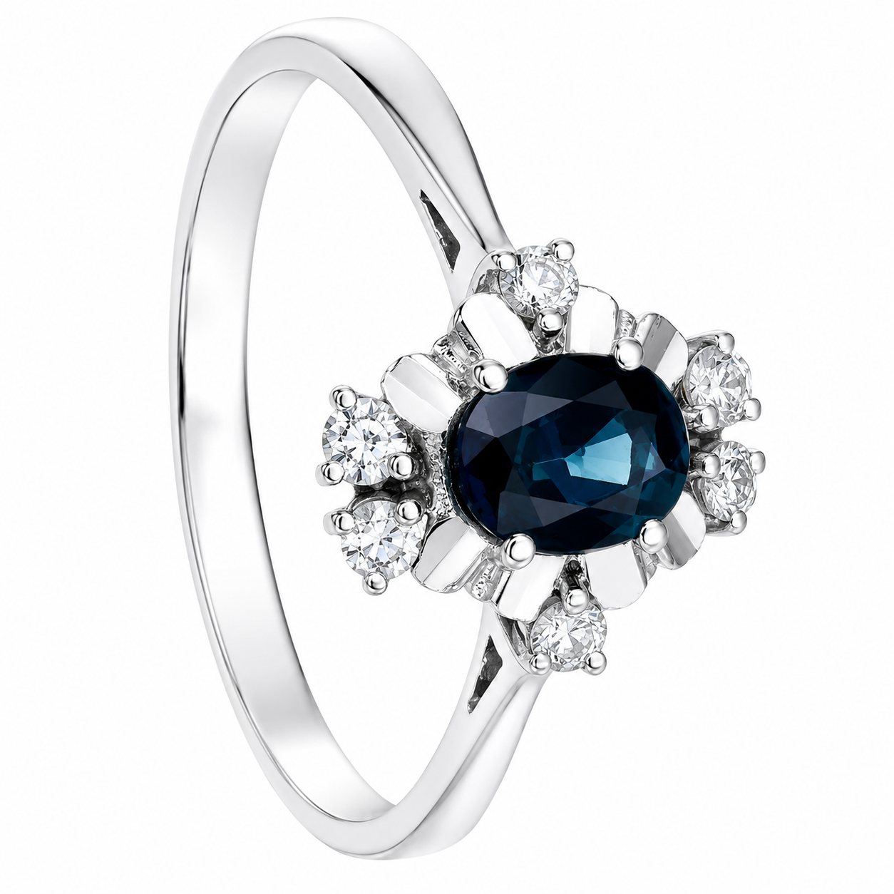 Anello - 18 carati Oro bianco - 1.02ct. tw. Zaffiro - Diamante - Made in Italy - Handmade