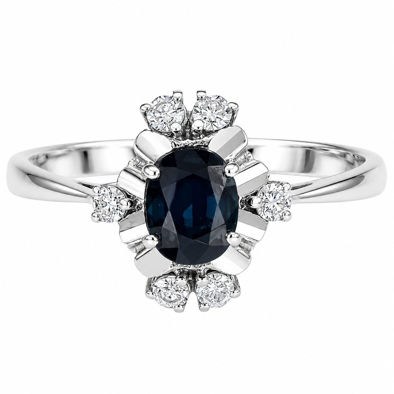 Anello - 18 carati Oro bianco - 1.02ct. tw. Zaffiro - Diamante - Made in Italy - Handmade