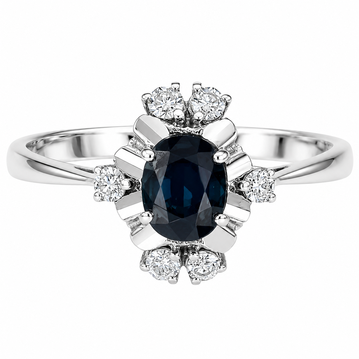 Anello - 18 carati Oro bianco - 1.02ct. tw. Zaffiro - Diamante - Made in Italy - Handmade