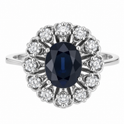 Anello - 18 carati Oro bianco - 1.50ct. tw. Zaffiro - Diamante - Made in Italy - Handmade