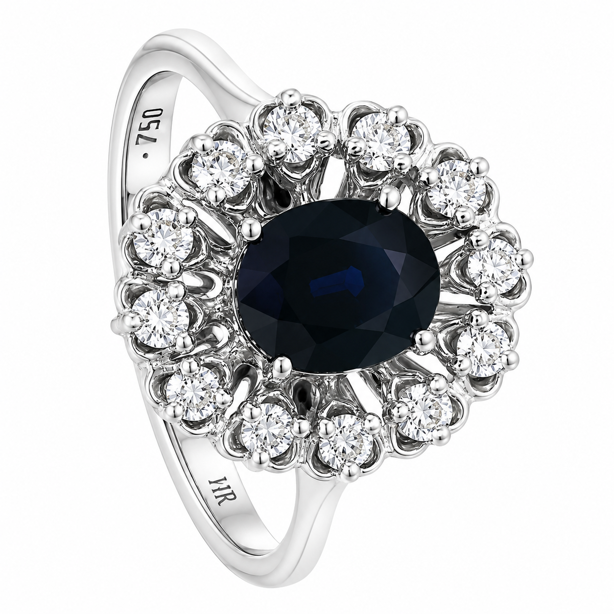 Anello - 18 carati Oro bianco - 1.50ct. tw. Zaffiro - Diamante - Made in Italy - Handmade