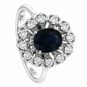 Anello - 18 carati Oro bianco - 1.50ct. tw. Zaffiro - Diamante - Made in Italy - Handmade