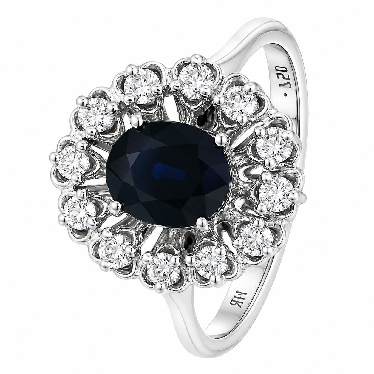 Anello - 18 carati Oro bianco - 1.50ct. tw. Zaffiro - Diamante - Made in Italy - Handmade